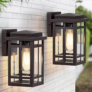 9.76'' Outdoor Wall Light Fixtures 2 Packs, Waterproof Porch Lights Wall Lanterns, Exterior Modern Matte Brown Wall Mount Lighting, Anti-Rust E26 Socket Wall Scones for House Front Door Garage
