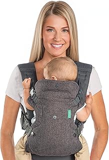 Infantino Flip 4-in-1 Baby Carrier Convertible Ergonomic, Gray | Grows with baby from 8-32 lbs. Adjustable fit. Ergonomic hands-free carrying for everyday adventures. Registry Gift