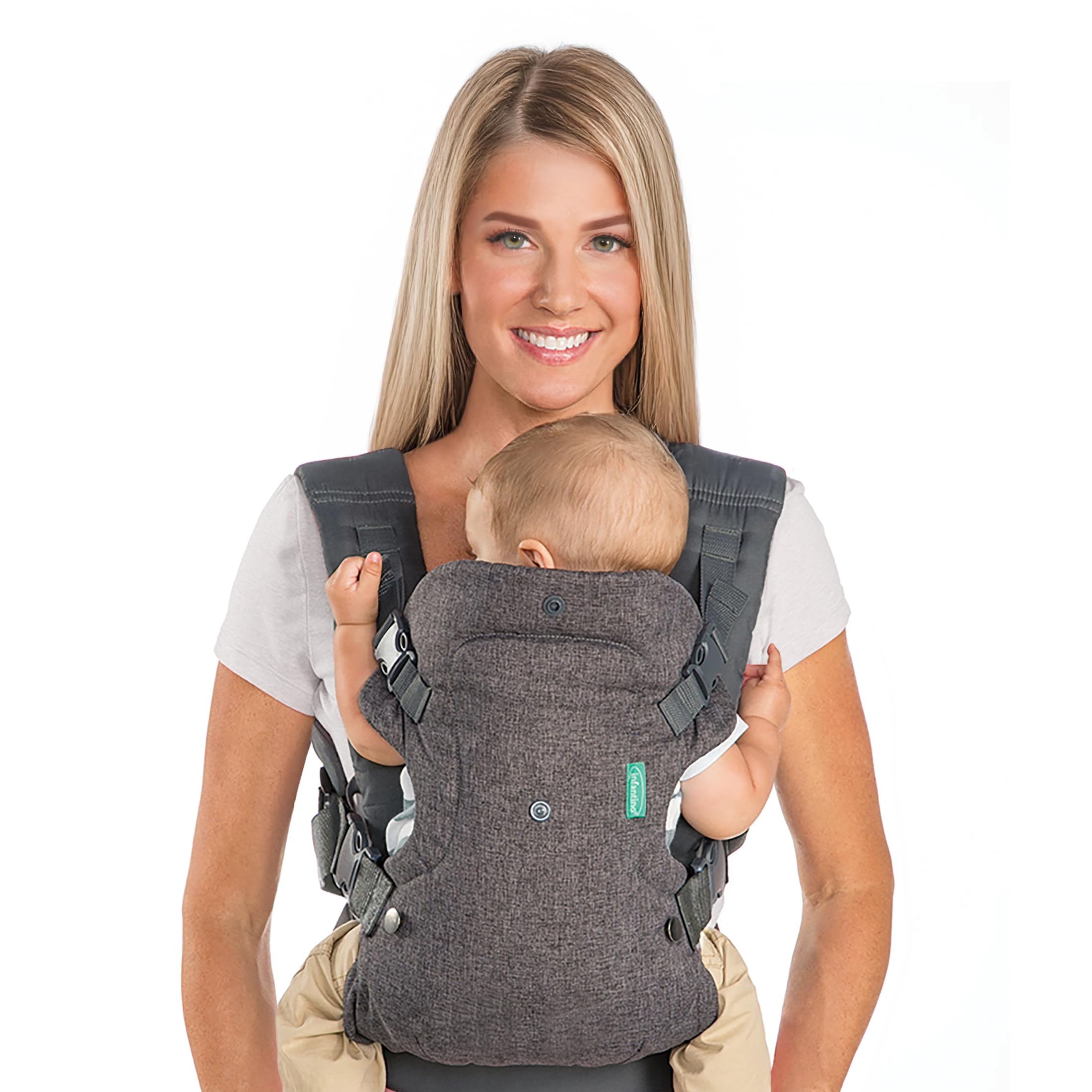 Infantino Flip 4-in-1 Baby Carrier Convertible Ergonomic, Gray | Grows with baby