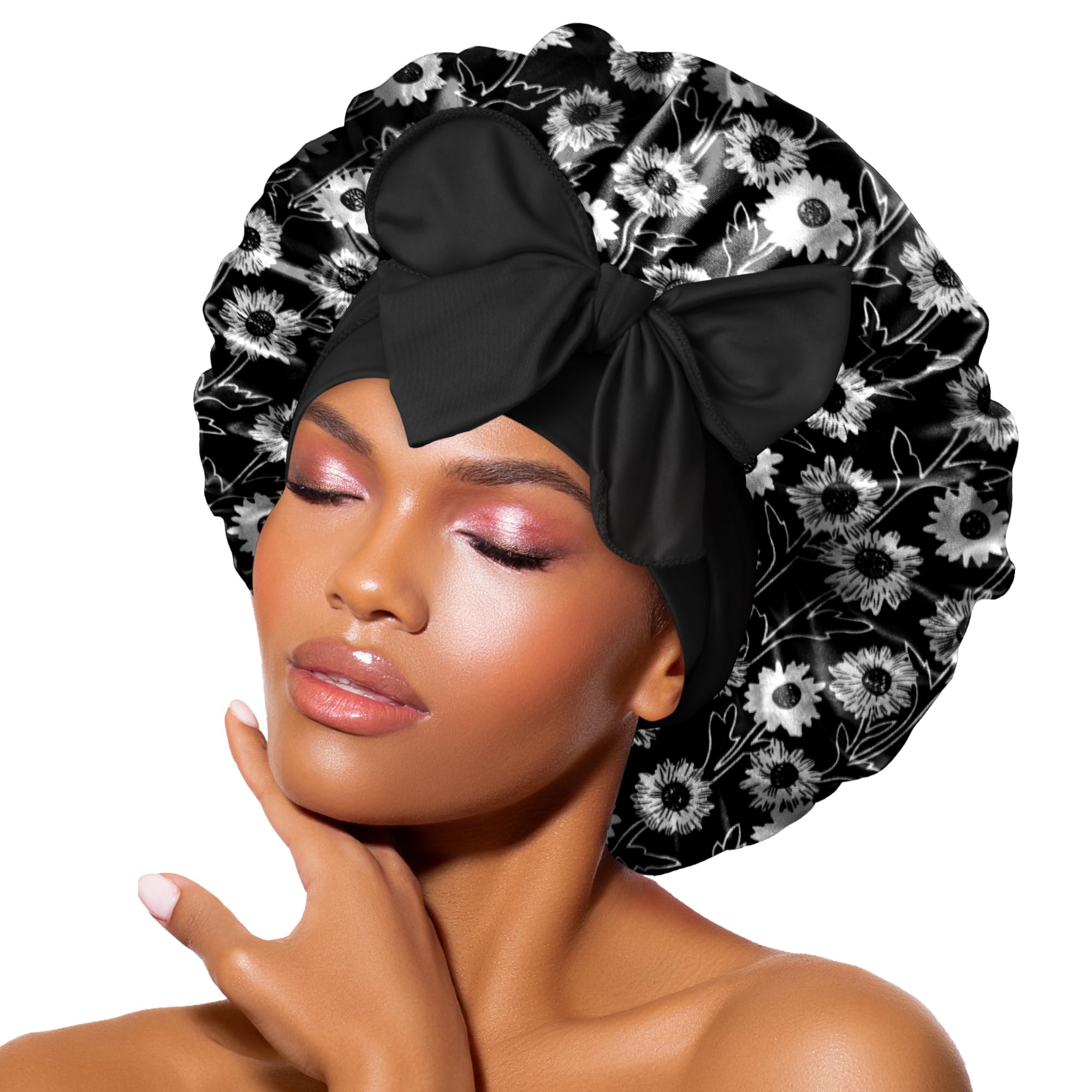 BONNET QUEEN Silk Satin Bonnet for Sleeping Sleep Bonnets Night Hair Wrap Adjust