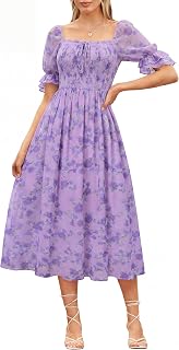Scarlet Darkness Cottagecore Floral Dress Women Summer Midi Dresses