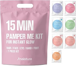 Naisture 15 Min Pamper Me Kit Korean Spa Skincare Gift Set for Women-Head to Toe with Hair, Face, Eye, Hand, &amp; Foot Masks (7 pcs)