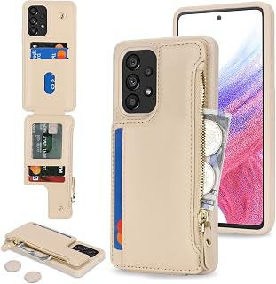 Cavor for Samsung Galaxy A53 5G Case Wallet with Card Holder, Cream