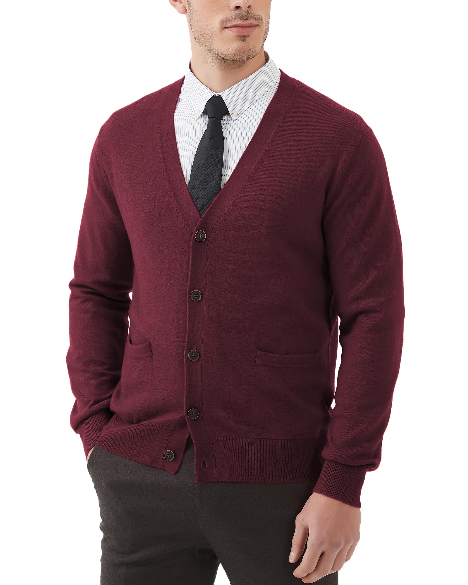 Kallspin Men's Cardigan in Blend with V-Neck and Buttons with Pockets