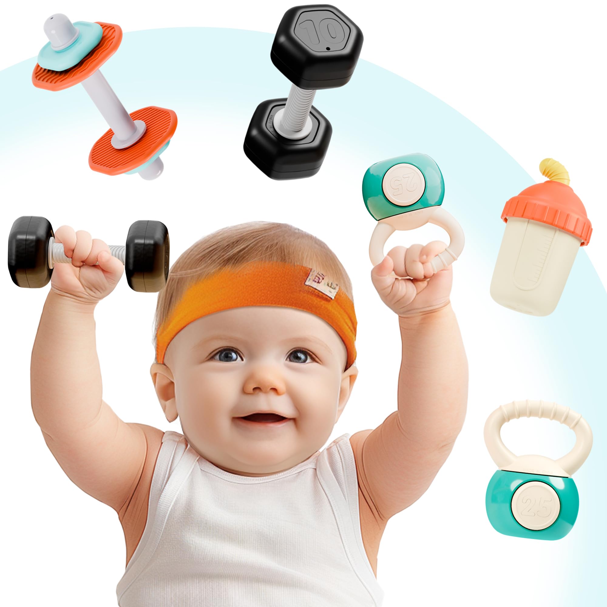 iPlay, iLearn 4PCS Baby Gym Rattle Toys, Newborn Shower Gifts 3-6-9 Months | Inf