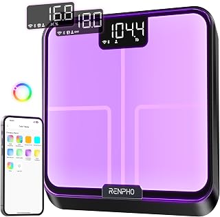 RENPHO Chroma Aspire Smart Scale, Wi-Fi & Bluetooth, RGB Color Changing | Weight Scale with BMI, Body Fat, Muscle Mass, 13 Body Composition Metrics, Rechargeable Battery, Syncs with Fitness Apps