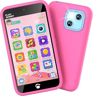 MOMILLA Kids Smart Phone, 195+ Drawing 45+ Stickers 220+ Games Toddler Toys | 3.97" Touchscreen Dual Camera Vlog Learning Toy Phone for Girls Ages 3-12, No SIM Kids Phone Birthday Gifts