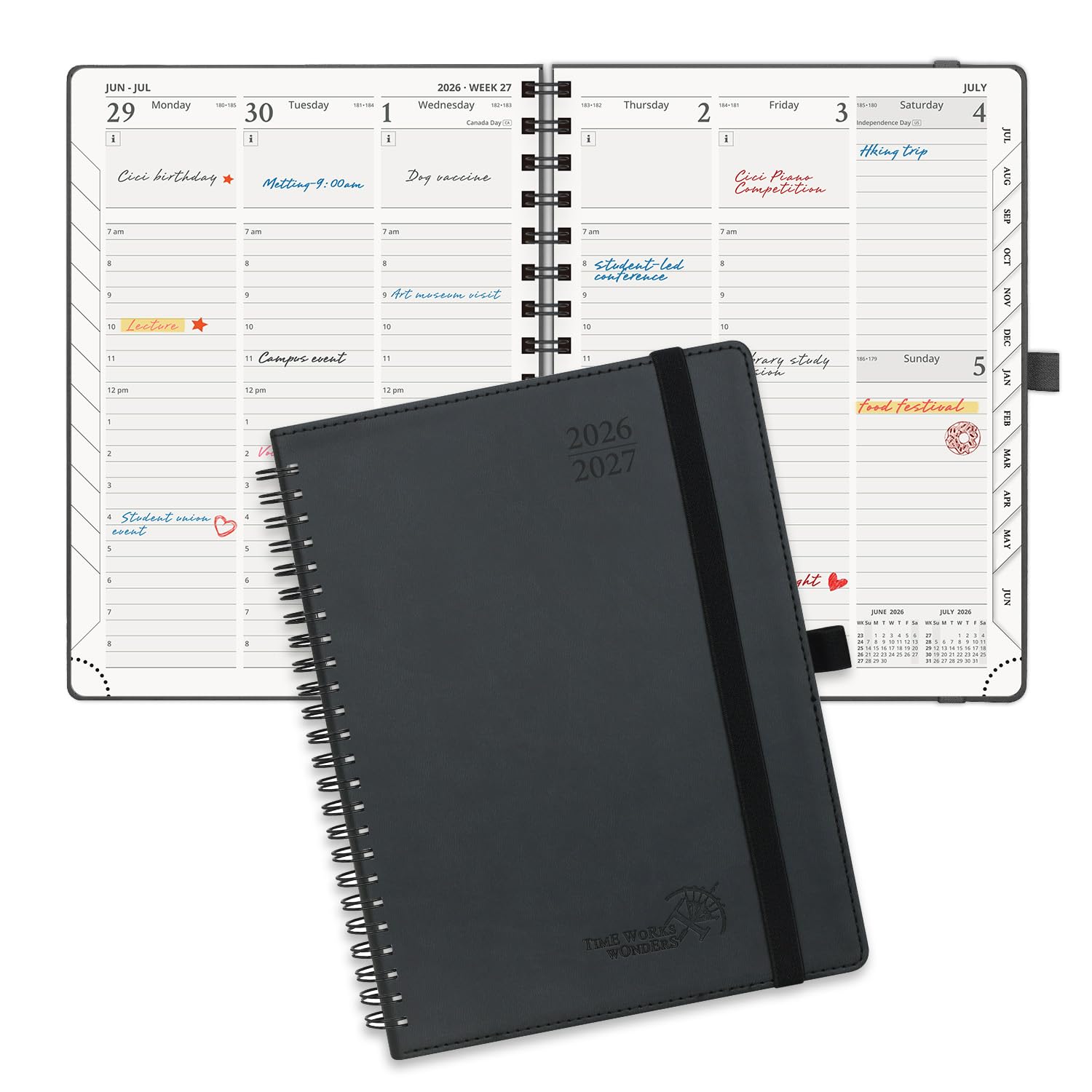 POPRUN Agenda 2026-2027, 6.5'' x 8.5'' Weekly Planner, Daily Calendar Book | Jul