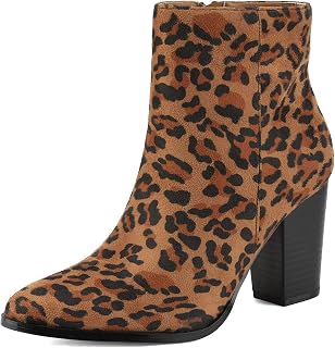 DREAM PAIRS Stivaletti con Tacco Grosso da Donna Anita Leopardo 39 EU / 8 US