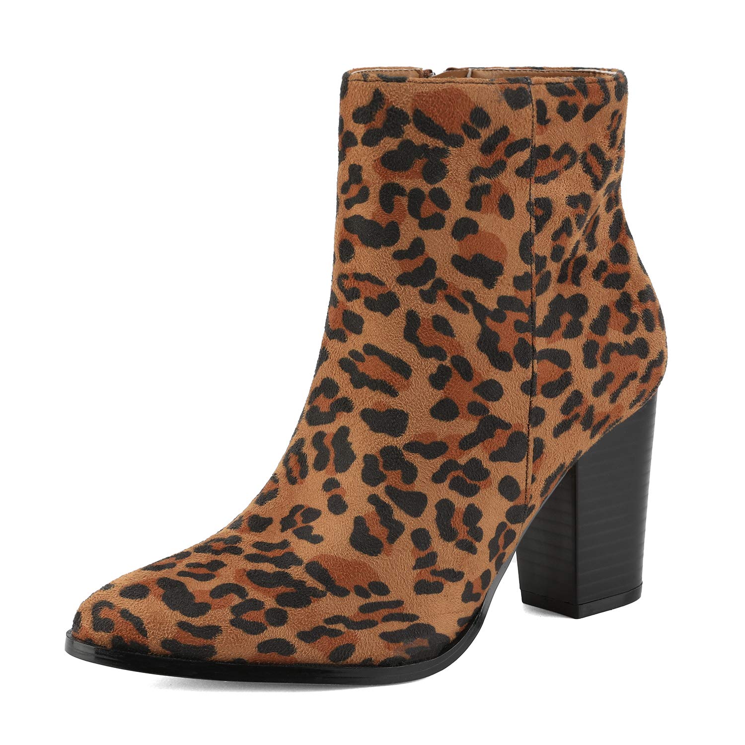 DREAM PAIRS Stivaletti con Tacco Grosso da Donna Anita Leopardo 39 EU / 8 US