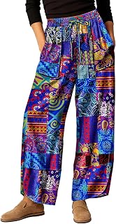YESNO Women's Wide Leg Cotton Pants Floral Barrel Trousers PHB