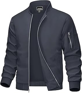 MAGCOMSEN Men's Bomber Jacket with Pockets Lightweight Casual Windbreaker Full Zip Spring Fall Coat