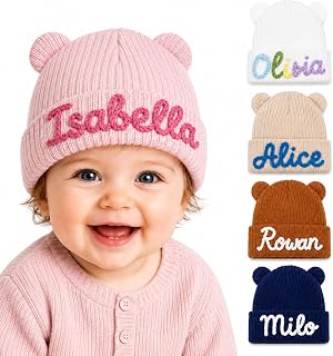 Personalized Christmas Beanie with Name Custom Winter Hat for Toddler & Kid