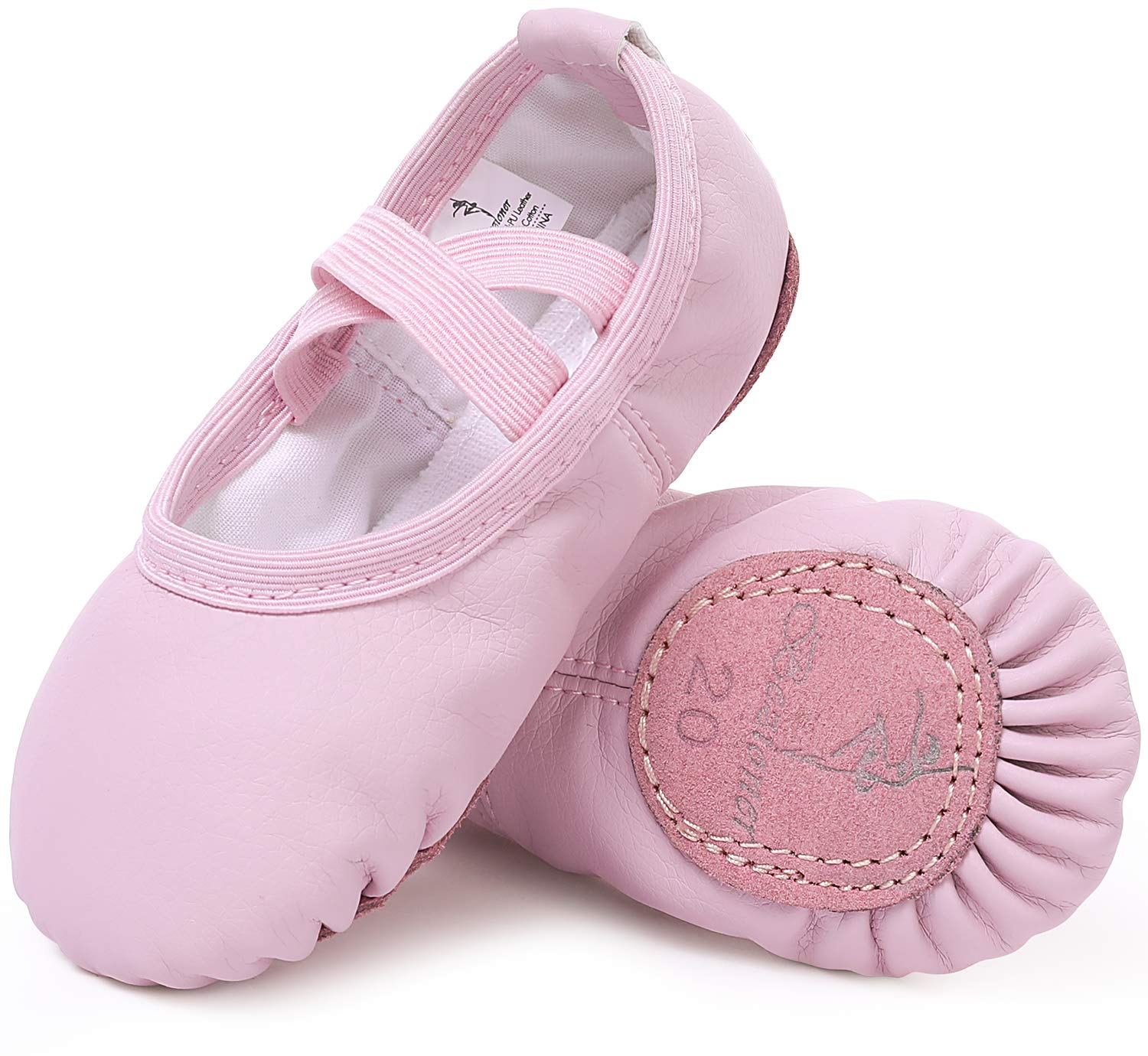 Ballet Shoes Leather Ballet Flats Split Sole Dance Slippers for Girls Toddlers W