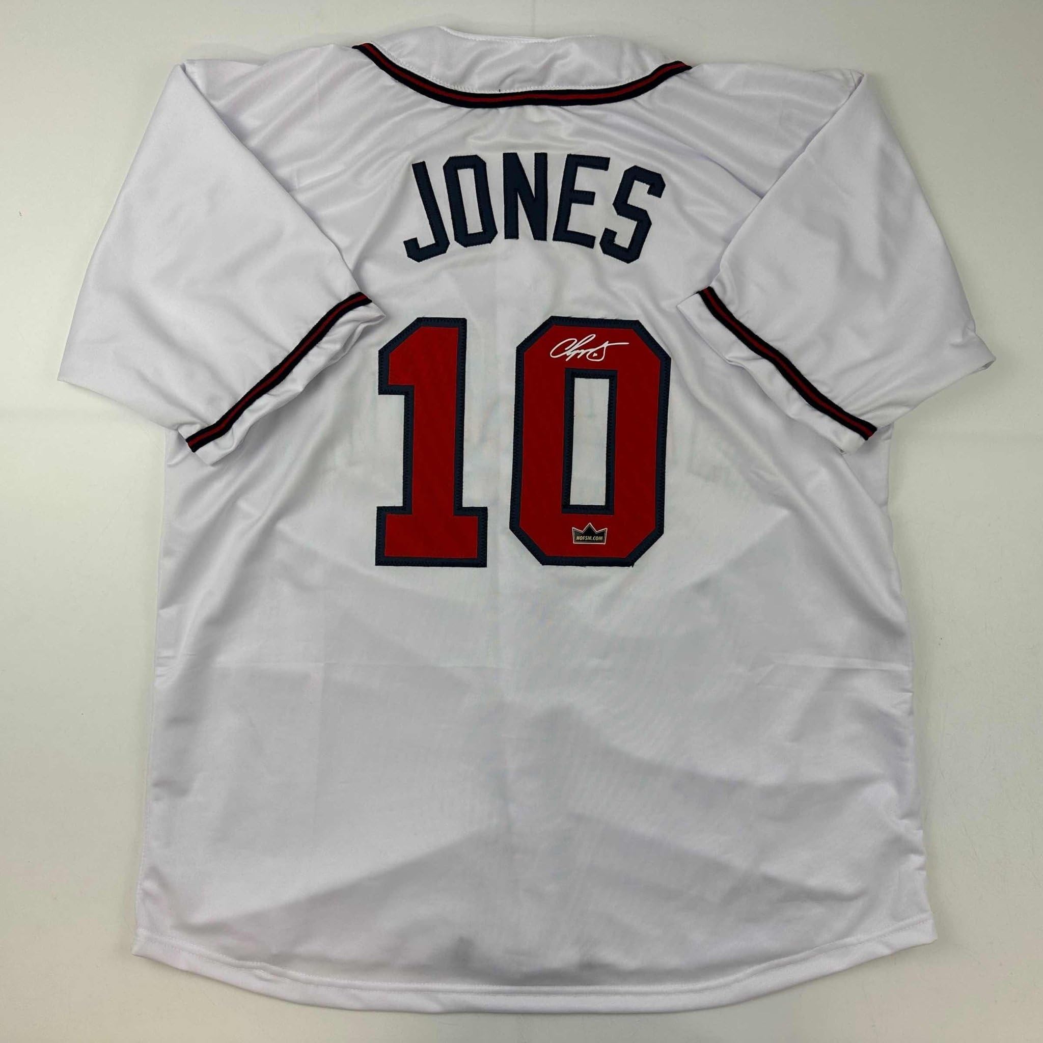 Facsimile Autographed Chipper Jones Atlanta White Reprint Laser Auto Baseball Je