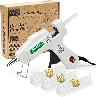 SHJADE Hot Glue Gun with 30 Glue Sticks, 20W Mini Hot Melt Gun Kit(White) | Fast Preheating, Ideal for School Crafts, DIY Arts, and Quick Home Repairs, Compact, Suitable for 0.27" Glue Sticks