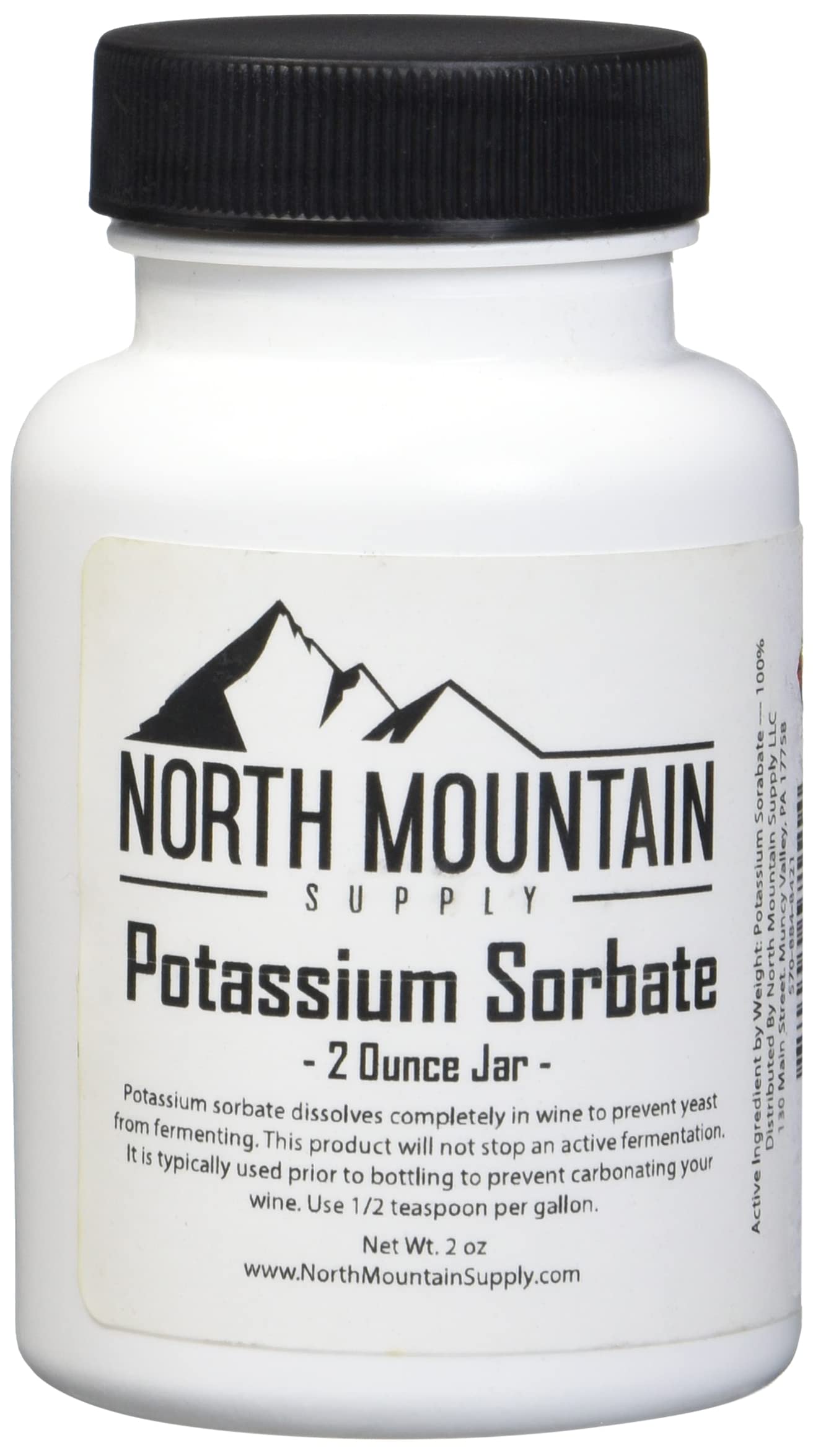 North Mountain Supply Potassium Sorbate Stabilizer, 2oz Jar | Food and USP Pharm