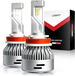 LASFIT 2026 𝐁𝐫𝐢𝐠𝐡𝐭𝐞𝐬𝐭 H11 LED Headlight Bulb, Real 60W 12X Brighter Halogen 1:1 Replace, 500M Sight 6000K Xenon White, 50k+ HRS, Canbus Automotive H8/H9/H16 Front Low Beam Car Light, 360° kit