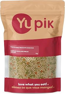 Yupik Toasted Pearl Tricolor Couscous, 1 kg, Vegan, Kosher, Nutty Flavour, Low-Calorie, Cholesterol-Free, Sodium-Free, Versatile Grain for Salads, Soups & Side Dishes