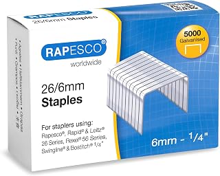 Rapesco S11662Z3 Type 26/6 mm (No.56) Galvanised Staples, Pack of 5000