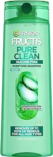 Garnier Fructis Pure Clean Purifying Shampoo, Silicone-Free, 12.5 Fl Oz, 1 Count (Packaging May Vary)