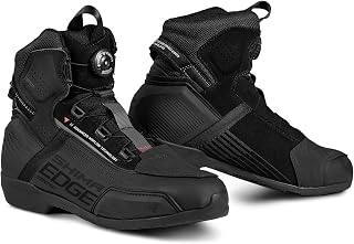 SHIMA EDGE VENTED Motorcycle Boots Men Leather Ventilated Shoes ATOP Summer Shoes Motorcycle Low Adventure Side Zip Protection Ankle Motorcycle Trail (Males, Ventilated, Black, 42)