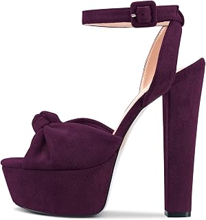 Castamere Women's High Chunky Wide Platform Heel Open Toe Strap Ankle Knot Bow Sandals