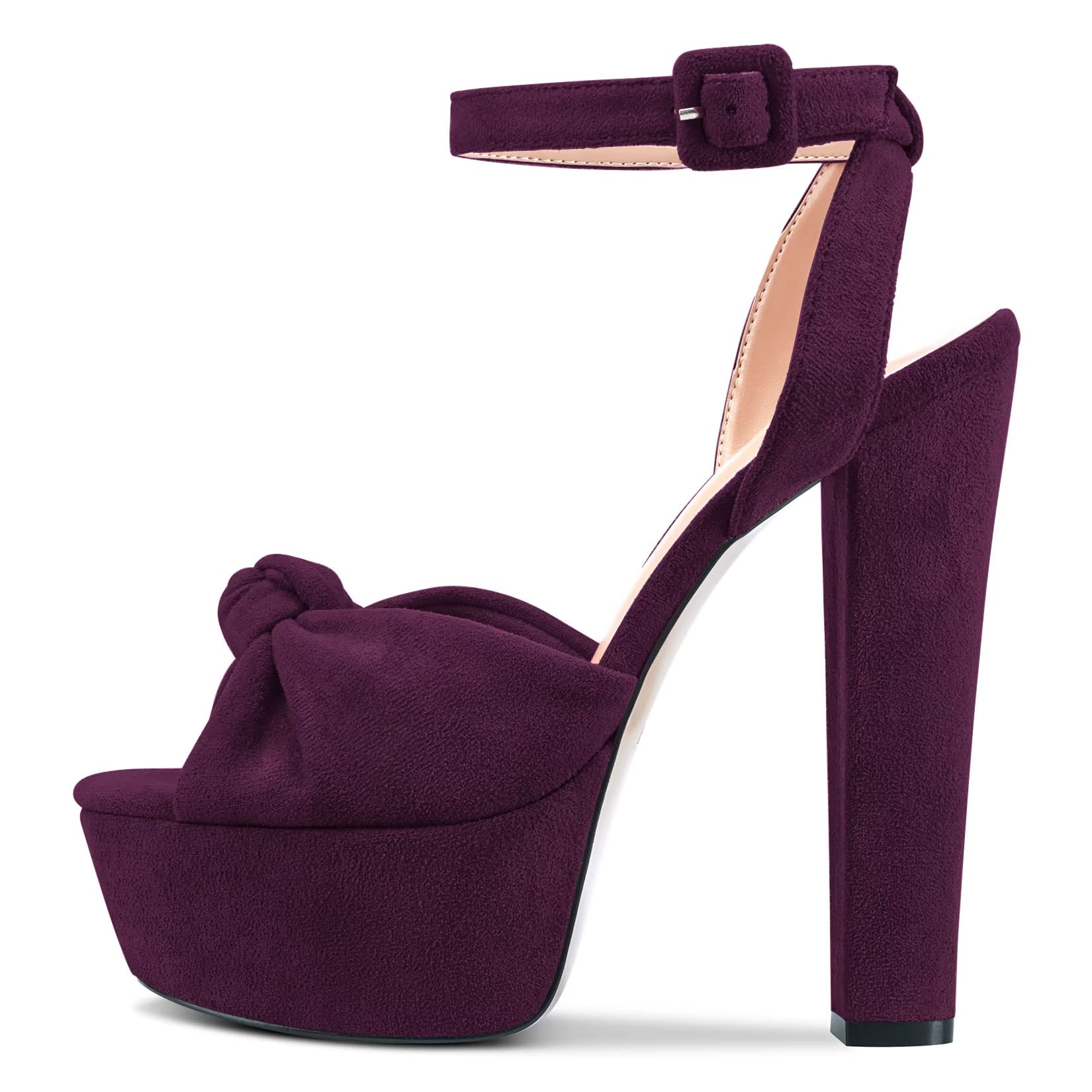 Castamere Women's High Chunky Wide Platform Heel Open Toe Strap Ankle Knot Bow S