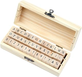 Opvixi 42 Pcs Letter Stamps, Rubber Alphabet Stamps for Scrapbooking | Small Wooden Scrapbooking Stamps Number and Symbol Stamp Set for DIY Crafts, Card Making, Scrapbook Supplies