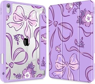 Mektron Case for 2026 iPad Air 11 inch M4 8th (M3 2025 7th /M2 2024 6th), Compatible with iPad Air 10.9" (2022 5th Gen /2020 4th Gen) Shockproof Clear Shell, Flowers-Bows-Purple