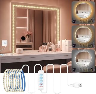 URAQT LED Mirror Light, Dimmable LED Mirror Lights, Dressing Table Light, Makeup Lights, Makeup Lamp, Dressing Table Ligh, 3 Colours and 9 Dimming Levels, 2 m
