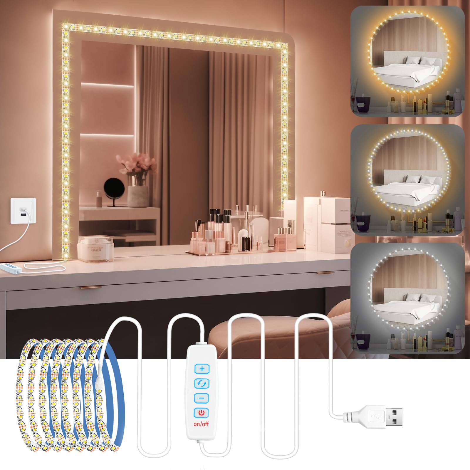 URAQT LED Mirror Light, Dimmable LED Mirror Lights, Dressing Table Light, Makeup