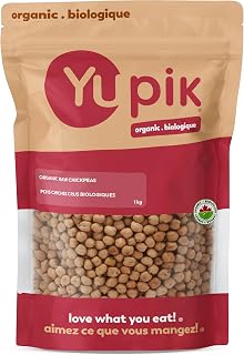 Yupik Organic Raw Chickpeas, Garbanzo Beans, 1 kg, Non-GMO, Vegan, Gluten-Free, USDA Certified, Kosher, High in Protein & Fiber, Versatile Legumes for Hummus, Soups, Salads & More, Chick Peas