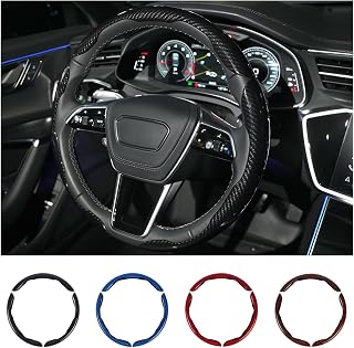 Hiseanllo Carbon Fiber Steering Wheel Cover 3PCS Set – Anti-Slip, Scratch-Resistant, Universal Fit for 14–16 Inch Wheels – Interior Car Accessories for Cars, SUVs, Trucks (Black)
