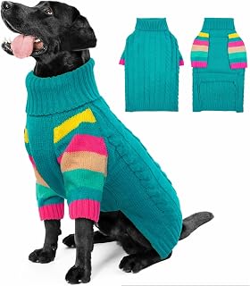 Large Dog Sweater, Turtleneck Pullover with Sleeves, Green, XXXL
