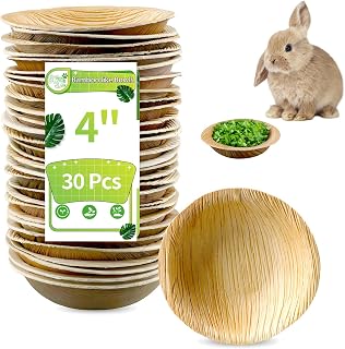 Xuanda Bunny Rabbit Chew Toys, 30 Pcs Bamboo Like Bowl 4 inch Bowl for Bunnies, Bamboo Like Bowls for Rabbits (Round)