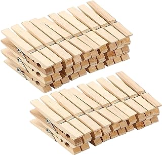 Clothes Pins, 2.9 Inch Large Wooden Clothespins Heavy Duty, 50 Pack | Hardwood, Rust Resistant, Durable, Laundry Clips, Photo Display Clips, For DIY Crafts, Home Decoration, School Projects