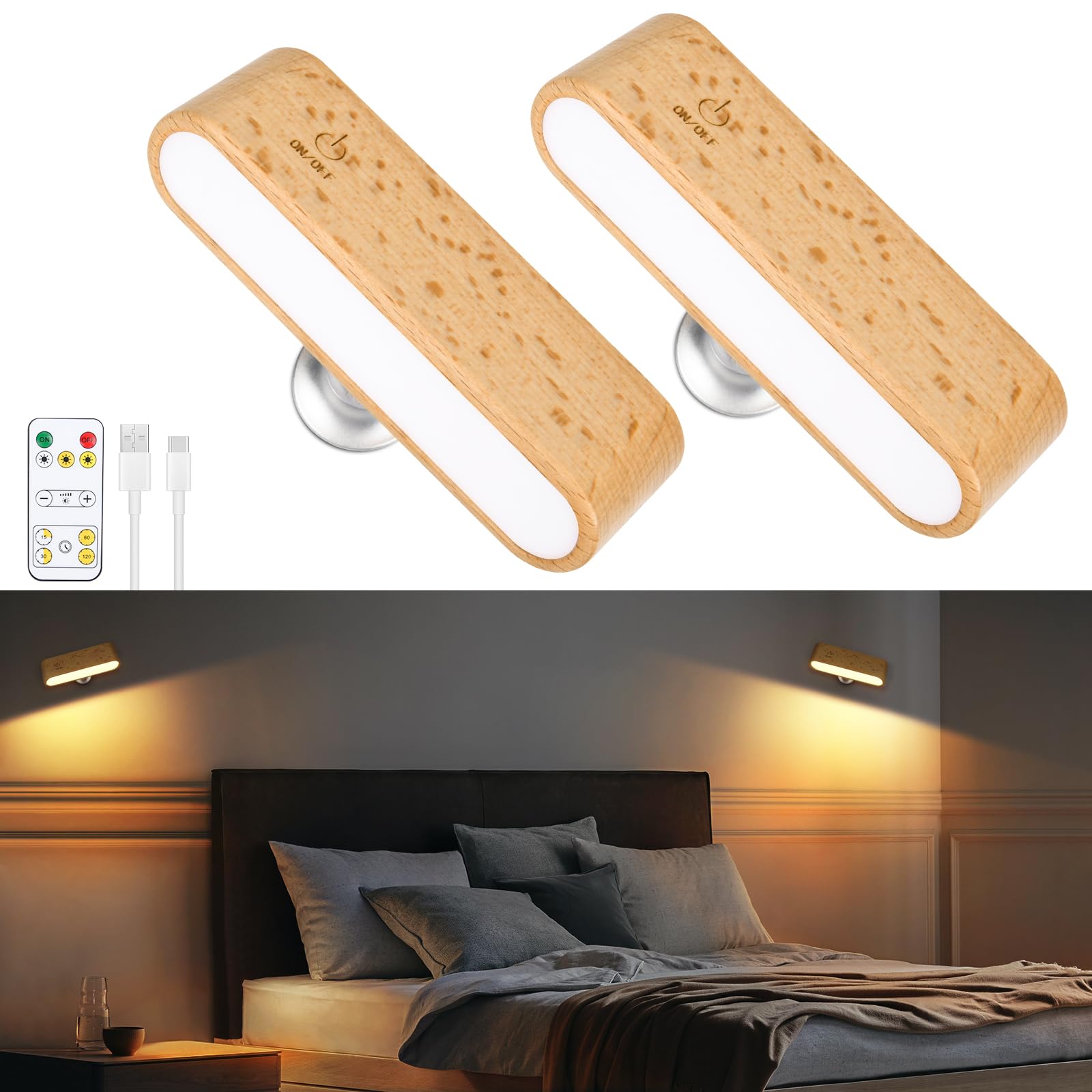 AVANLO Rechargeable Wall Lights Indoor, Battery Operated Wall Lamps