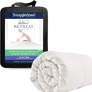 Snuggledown Hungarian Goose Down Duvet Double 10.5 Tog - All-Year Round Quilt with Ethically Sourced 80:20 Blend | UK-Made, 300tc Cotton Cover, Box Stitch, Washable (200 × 200cm)