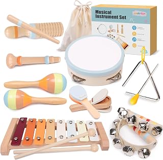 YHHYTOY Montessori Toys Wooden Baby Musical Instruments Set for Toddlers | 18 Month Old Toys Toddler Percussion Instruments, Xylophone Maracas Tambourine Birthday Christmas Gifts for Girls Boys Kids