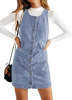 Yousify Womens Casual Sleeveless Denim Overalls Dresses Button Down Summer Jean Mini Dress 2025 Trendy Romper With Pockets