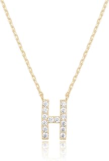 PAVOI Initial Necklace for Women, 14K Gold Plated Cubic Zirconia Pendant