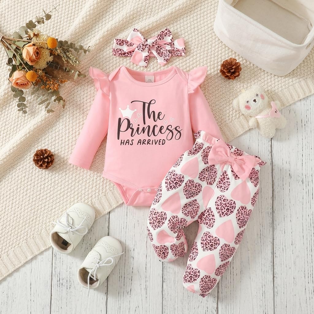 Baby Girls Long Sleeve Pants Set with Bow and Headband