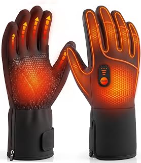 Heated Gloves for Men Women, Rechargeable Heated Ski Gloves, Waterproof Touchscreen Electric Heating Gloves for Winter Outdoor Work Skiing Cycling Hiking Hunting Camping Fishing