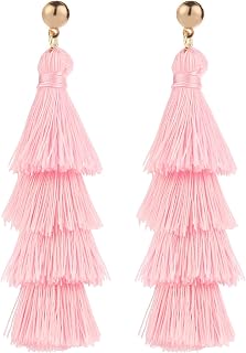 BaubleStar Bohemian Layered Tassel Drop Earrings for Women