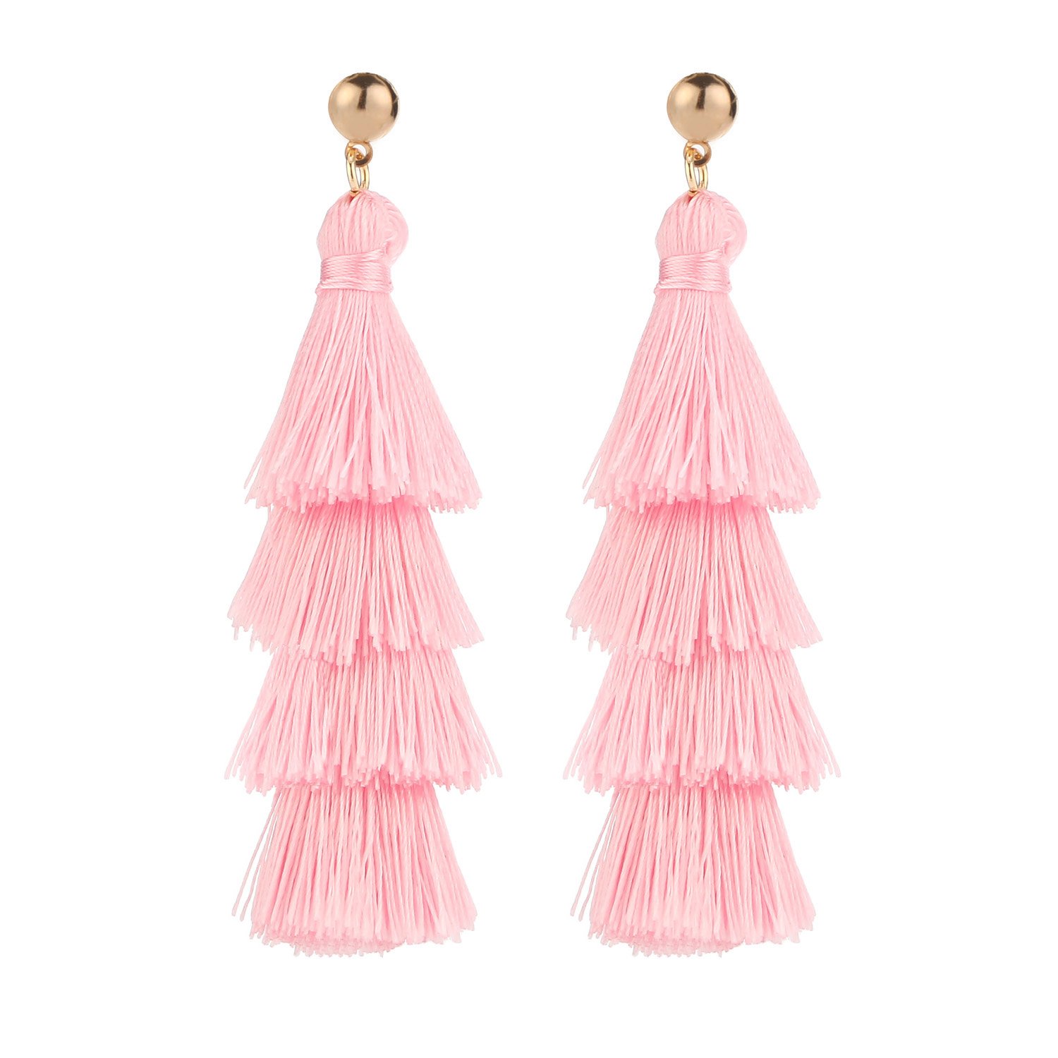 BaubleStar Bohemian Layered Tassel Drop Earrings for Women
