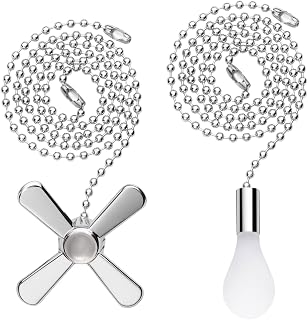 Ceiling Fan Pull Chain Extender, 24-inch Extra Long with Decorative Frosted Glass Bulb and Fan Cord, Fit All Standard 3mm Diameter Ceiling Fans and Light Fixtures Factory Pull