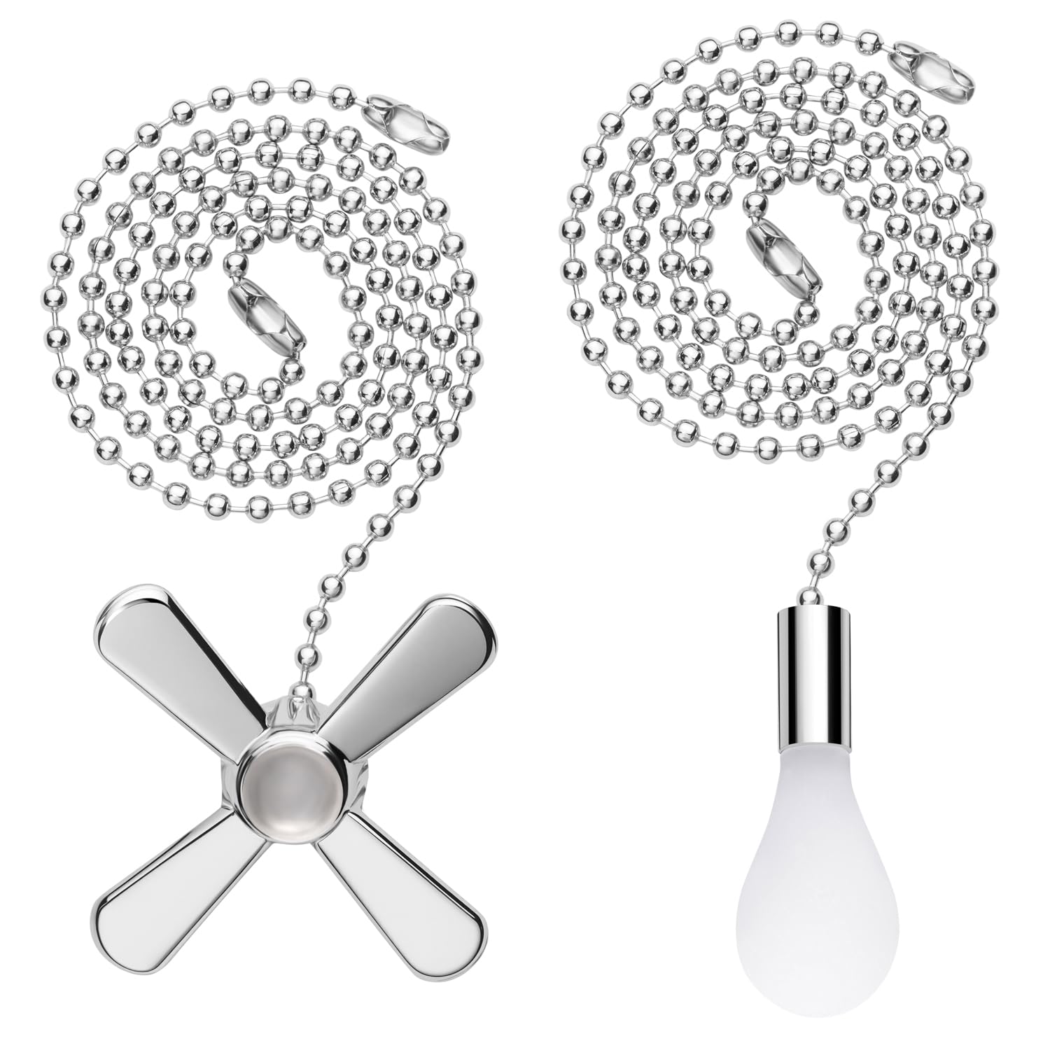Ceiling Fan Pull Chain Extender, 24-inch Extra Long with Decorative Frosted Glas
