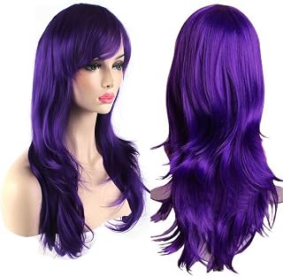 Akstore 28 inch Fashion Wigs Long Wavy Curly Hair Cosplay Wig (Purple)