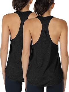 icyzone Women's Curved Hem Racerback Workout Tank Tops